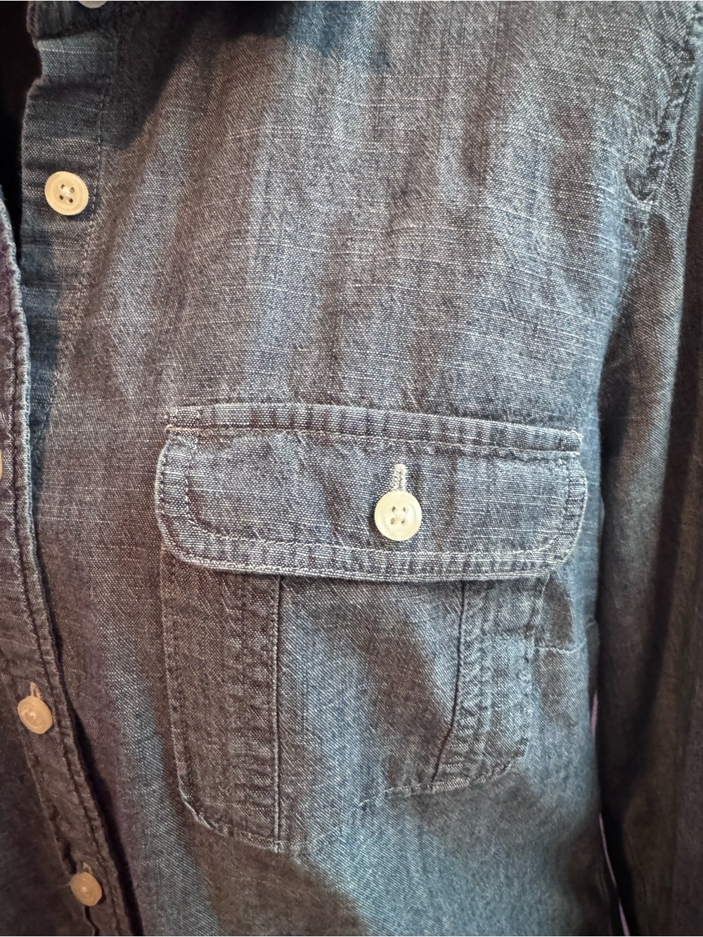 J.Crew Chambray Button Down Shirt Gray Blue Long Sleeve Size Medium - Picture 2 of 6